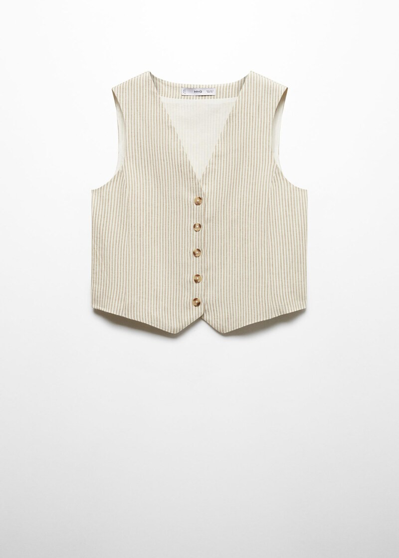Striped linen suit vest -  Woman | Mango Netherlands | MANGO (NL)
