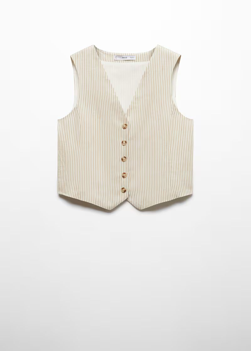 Striped linen suit vest -  Woman | Mango Netherlands | MANGO (NL)