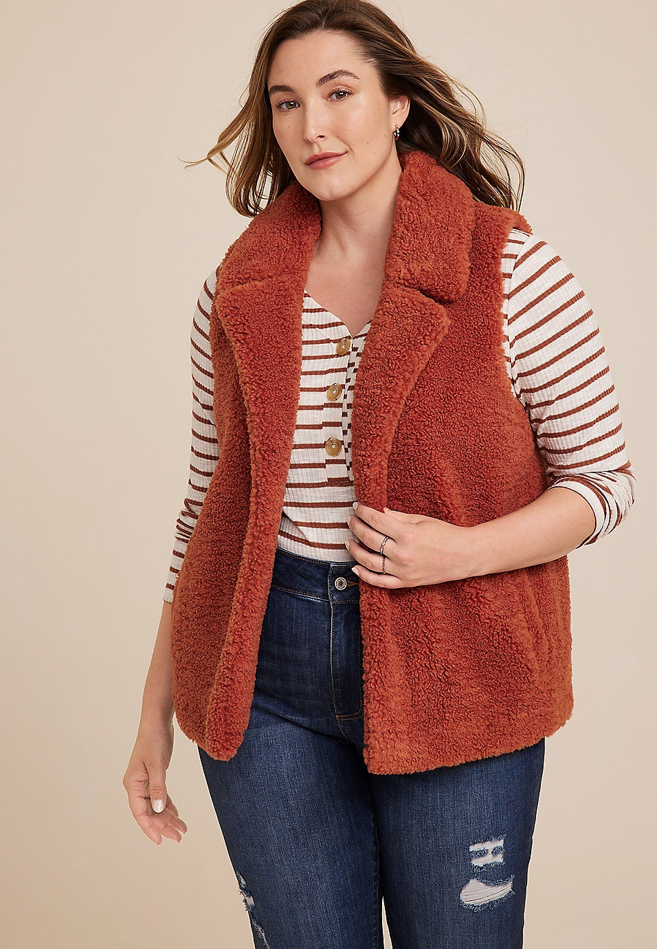 Plus Size Teddy Sherpa Vest | Maurices
