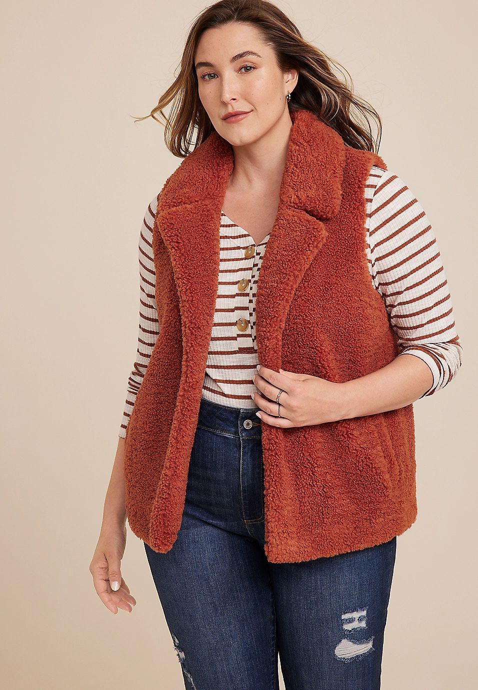 Plus Size Teddy Sherpa Vest | Maurices