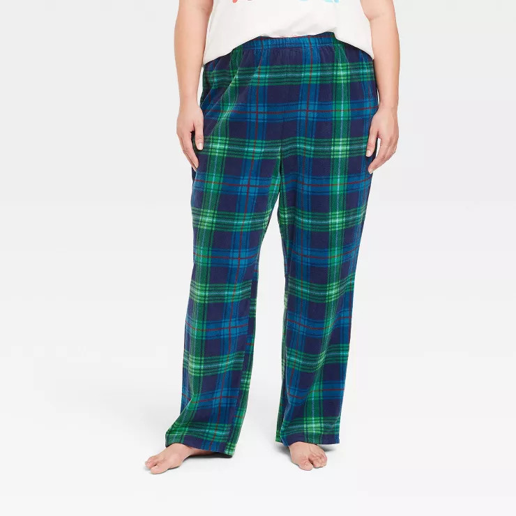 Women's Holiday Tartan Plaid Fleece Matching Family Pajama Pants - Wondershop™ Blue | Target