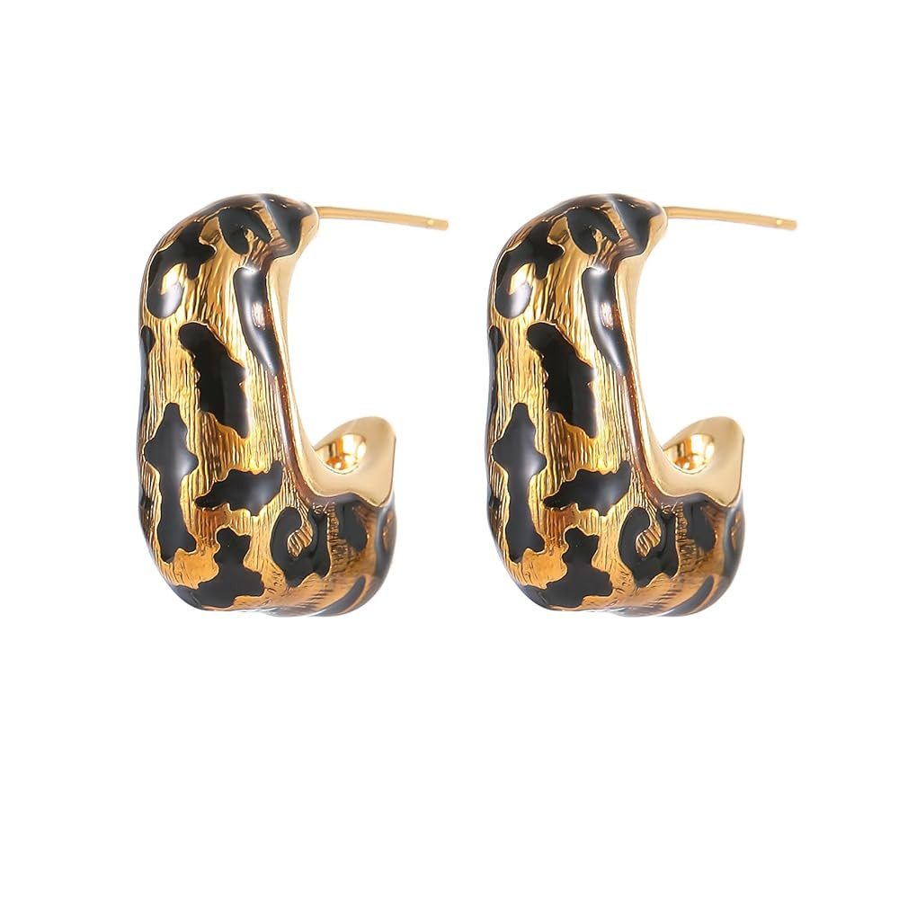 18K Gold-tone Plated Leopard Earrings Stud for Women Lightweight Vintage Leopard Earrings Geometric Stud Earrings Hypoallergenic Fashion Jewelry Gifts | Amazon (US)