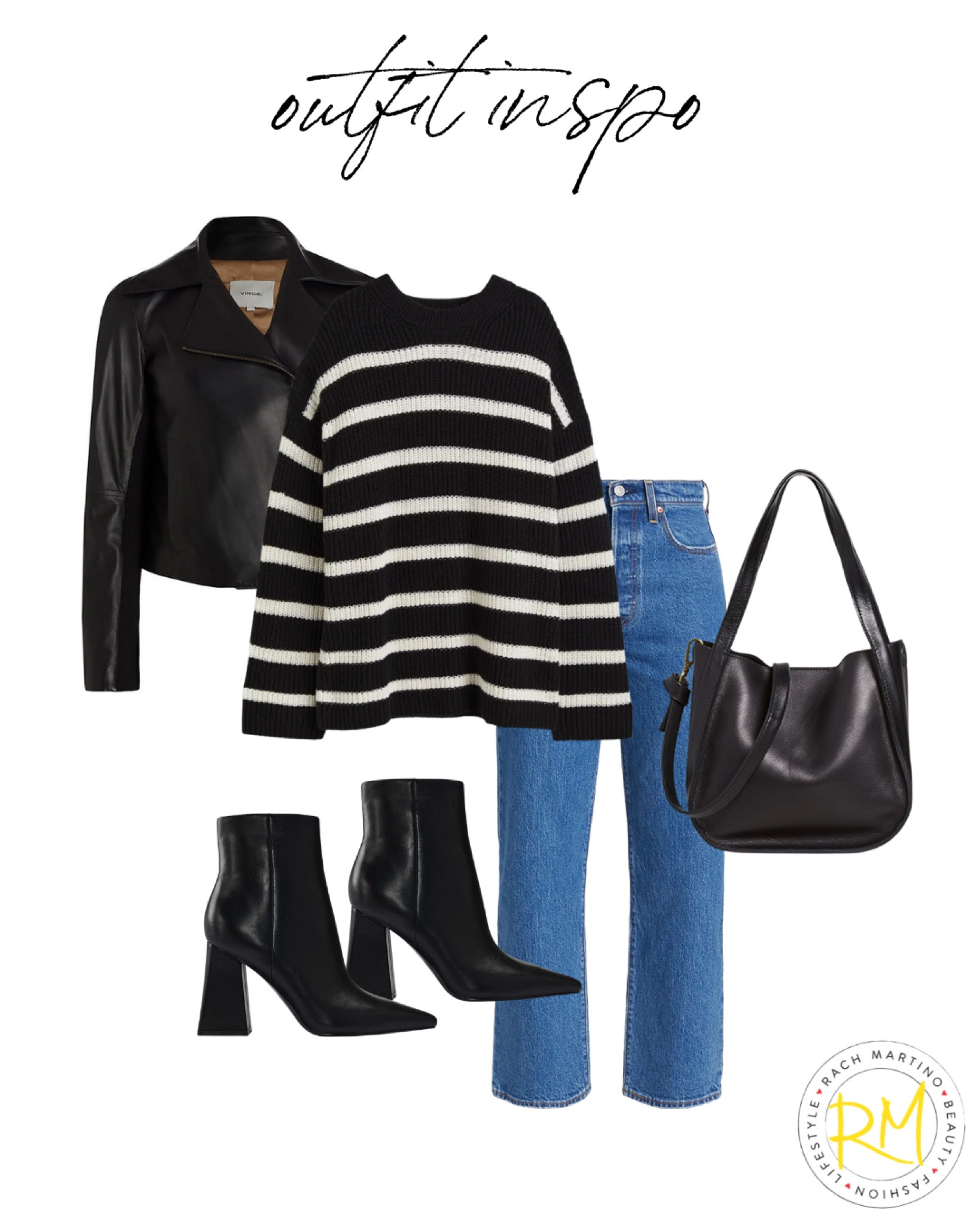 Easy winter outfit idea black and white striped sweater outfit 

#LTKstyletip #LTKsalealert #LTKunder50