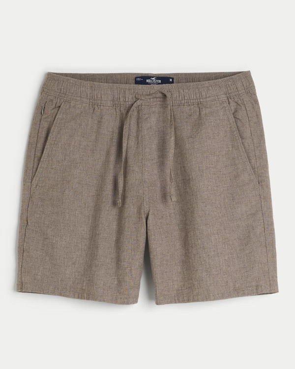 Linen Blend Jogger Shorts 7" | Hollister (US)