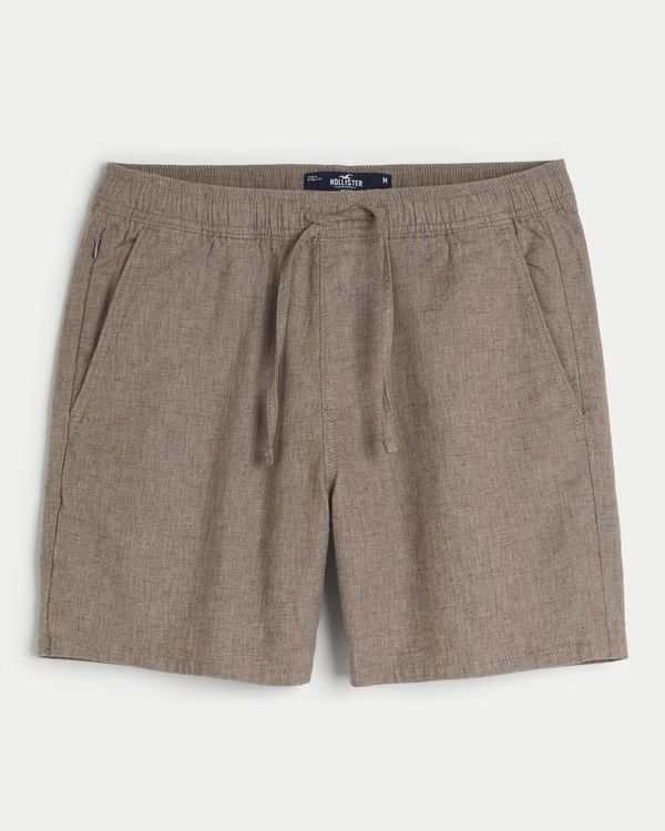 Linen Blend Pull-On Shorts 7" | Hollister (US)