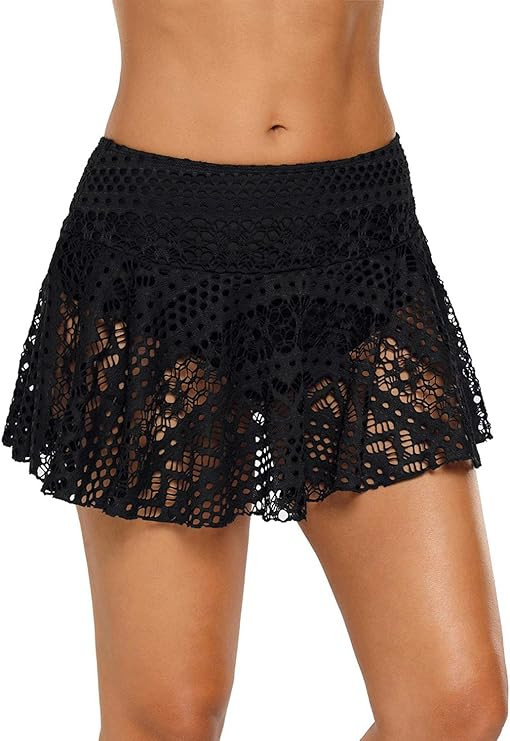 REKITA Womens Swim Skirt Lace Crochet Skort Bikini Bottom | Amazon (US)