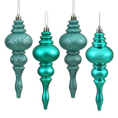 Vickerman 7" Teal 4-Finish Finial Ornament, 8 per Box | Target