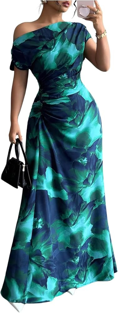 GORGLITTER Women's Short Sleeve Wedding Guest Dress Summer Floral A Line Maxi Dresses Prom Formal... | Amazon (US)