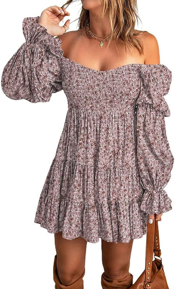 Womens 2023 Summer Fall Off The Shoulder Dress Fall Photoshoot Dress Fall Photos Photo Dress Amazon | Amazon (US)