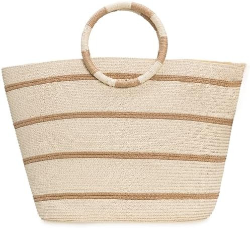 Beach Bags for Women Straw Tote Bag Summer Beach Bag Large Woven Straw Tote for Vacation Holiday | Amazon (US)