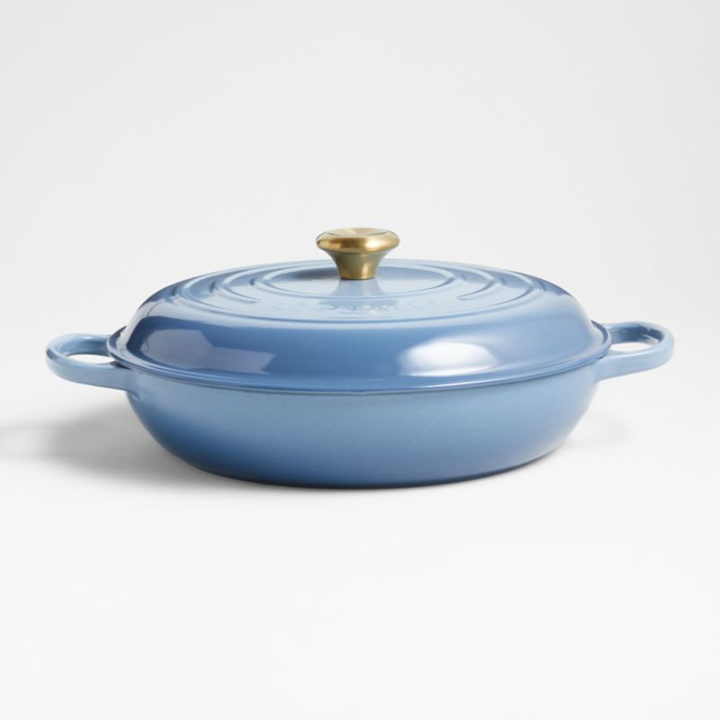 Le Creuset Signature 5-Qt. Chambray Blue Enameled Cast Iron Braiser Everyday Pan + Reviews | Crat... | Crate & Barrel
