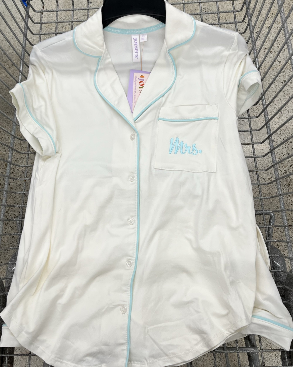 Mrs sleep top and shorts set in white with blue trim from Walmart. 

Honeymoon packing, honeymoon gift, bridal shower gift, something blue, bachelorette party gift, bride gift.

#LTKWedding #LTKSeasonal