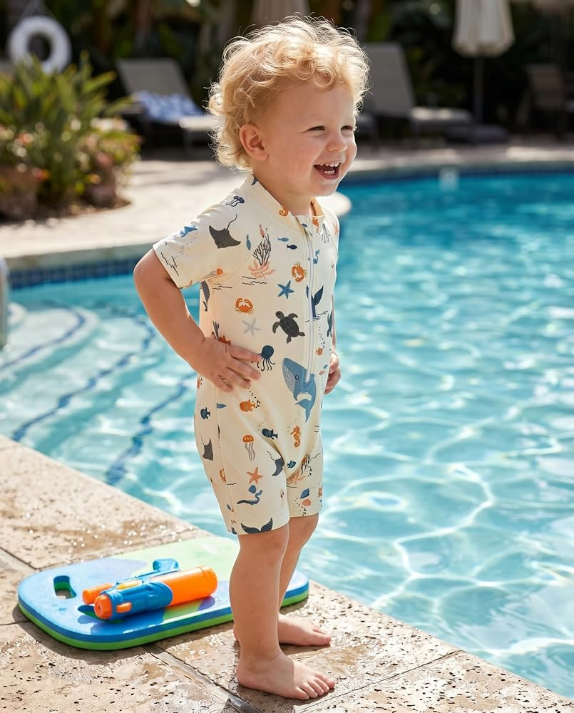 WYTbaby Badeanzug Baby Uv Kleidung Einteiler Kurz\u00e4rmel Uv Schutzkleidung f\u00fcr Baby Junge... | Amazon (DE)
