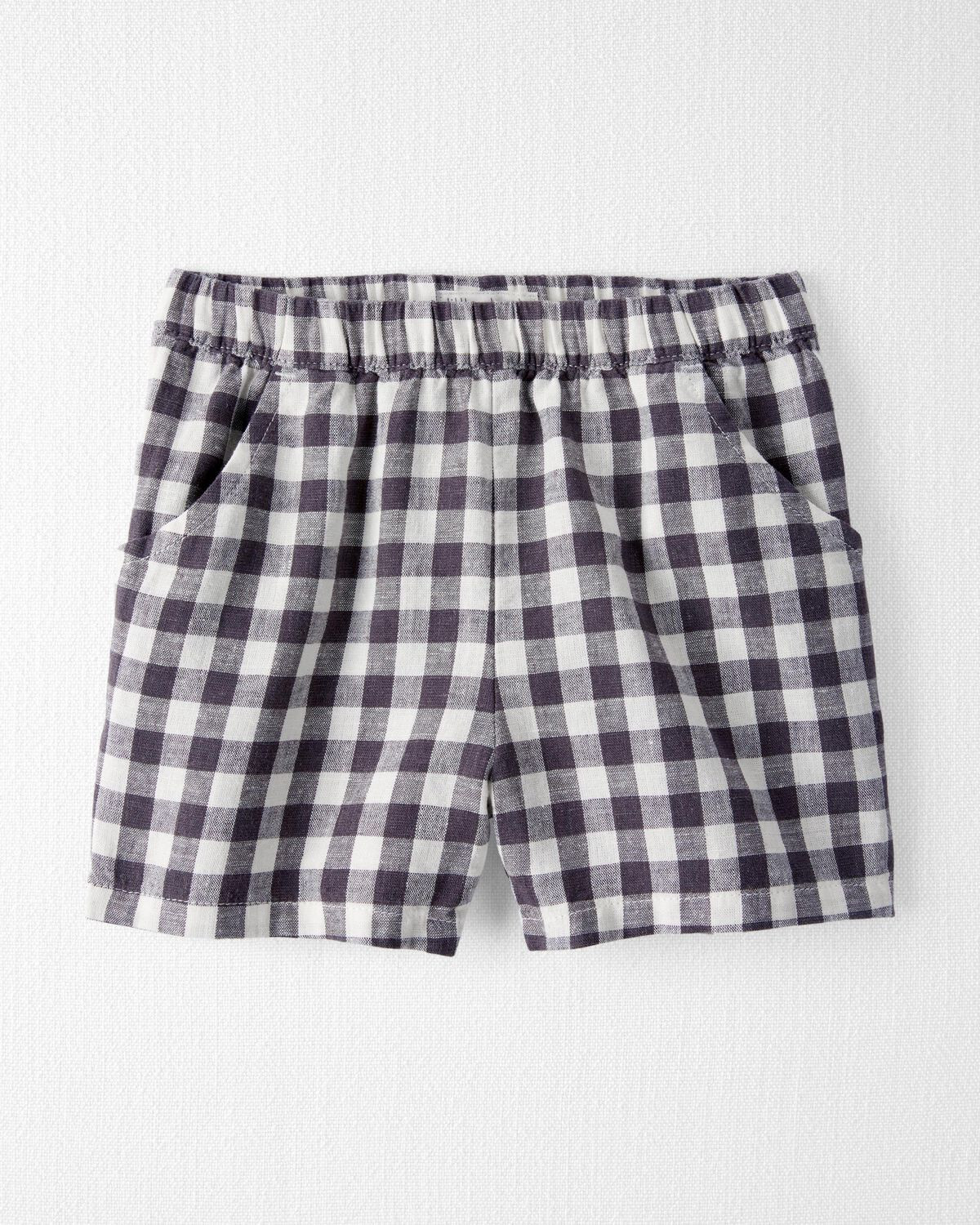 Charcoal Toddler Gingham Shorts Made With Linen | carters.com | Carter's