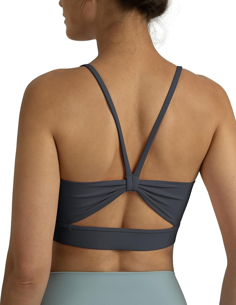 Colorfulkoala Women's Dreamlux Bowknot Strappy Sports Bras Light Impact Workout Yoga Tops | Amazon (US)