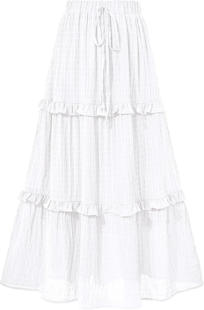 BTFBM Women's Long Summer Skirt 2024 Elegant High Waist Cocktail Party Wedding Guest Dress Flared... | Amazon (US)