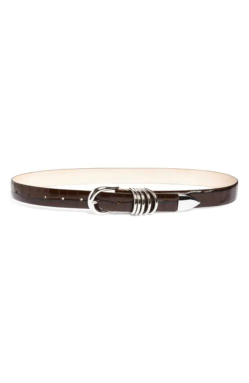 Déhanche Hollyhock Croc Embossed Patent Leather Belt in Dark Chocolate Croco/Silver at Nordstrom, Size Large | Nordstrom