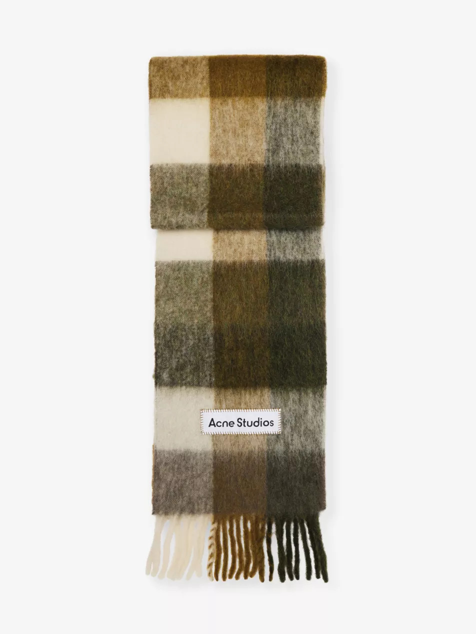 Brand-appliqué wool-blend scarf | Selfridges