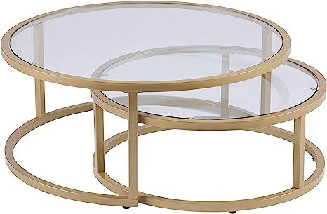 SEI Furniture Evelyn Glam Nesting 2-pc Set, Coffee Table, Gold | Amazon (US)