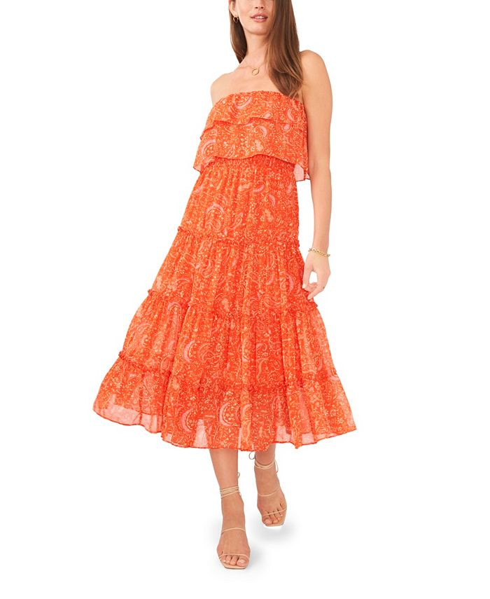 1.STATE Women's Strapless Ruffle Tiered Midi Dress & Reviews - Dresses - Women - Macy's | Macys (US)