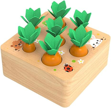Montessori Toys for 1 Year Old Boys and Girls，Carrots Harvest Wooden Educational Toy Shape Size... | Amazon (US)