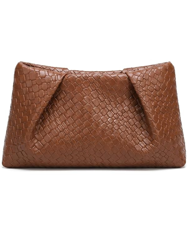 Womens Woven Clutch Purse Oversized PU Leather Evening Bag Plicated Handbag for Wedding Party Pro... | Amazon (US)