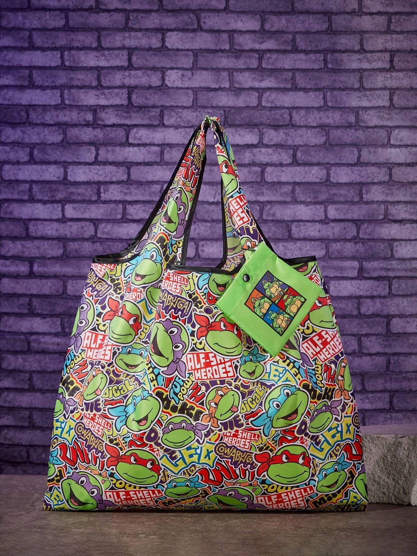 TEENAGE MUTANT NINJA TURTLES X SHEIN Cartoon Animal Pattern Foldable Shopping Bag | SHEIN