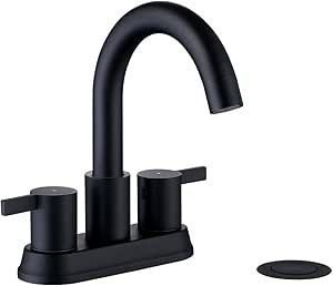 2 Handle 4Inch Bathroom Faucet Black by JAKARDA, 360 Swivel Spout Centerset Bathroom Sink Faucet ... | Amazon (US)