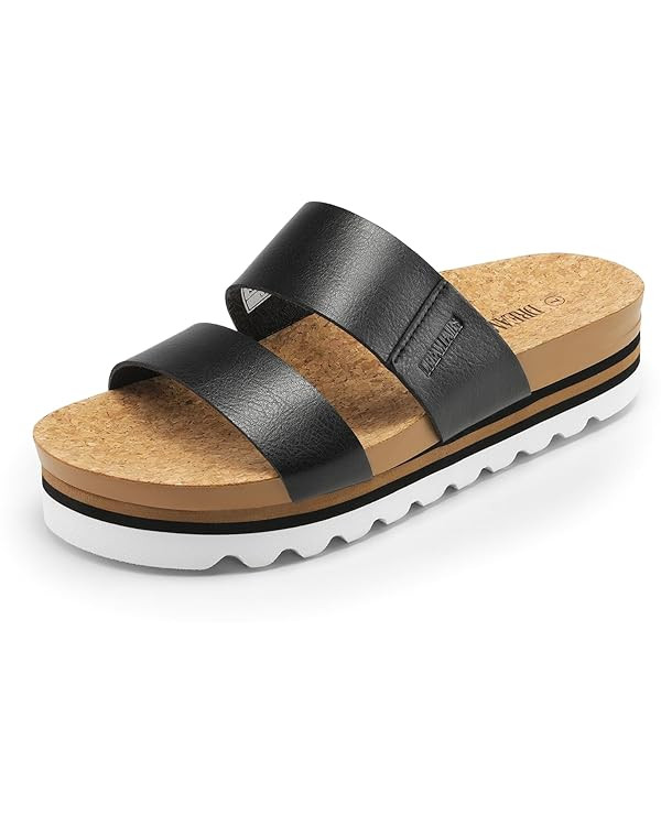 DREAM PAIRS Women's Platform Slides Sandals with Arch Support, Comfortable Beach Slip-on Flat San... | Amazon (US)