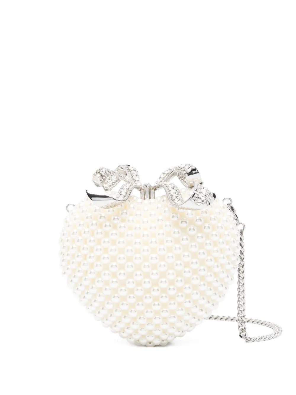 Self-Portrait Pearl Heart clutch - Neutrals | Farfetch Global