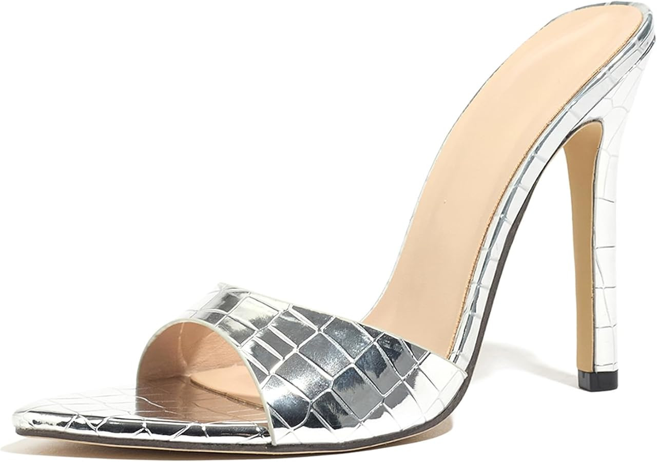 Women'S Open Toe Stiletto Mule Sandals Fashionable Pointed Non-Slip Slip-On Formal High Heel Sand... | Amazon (US)