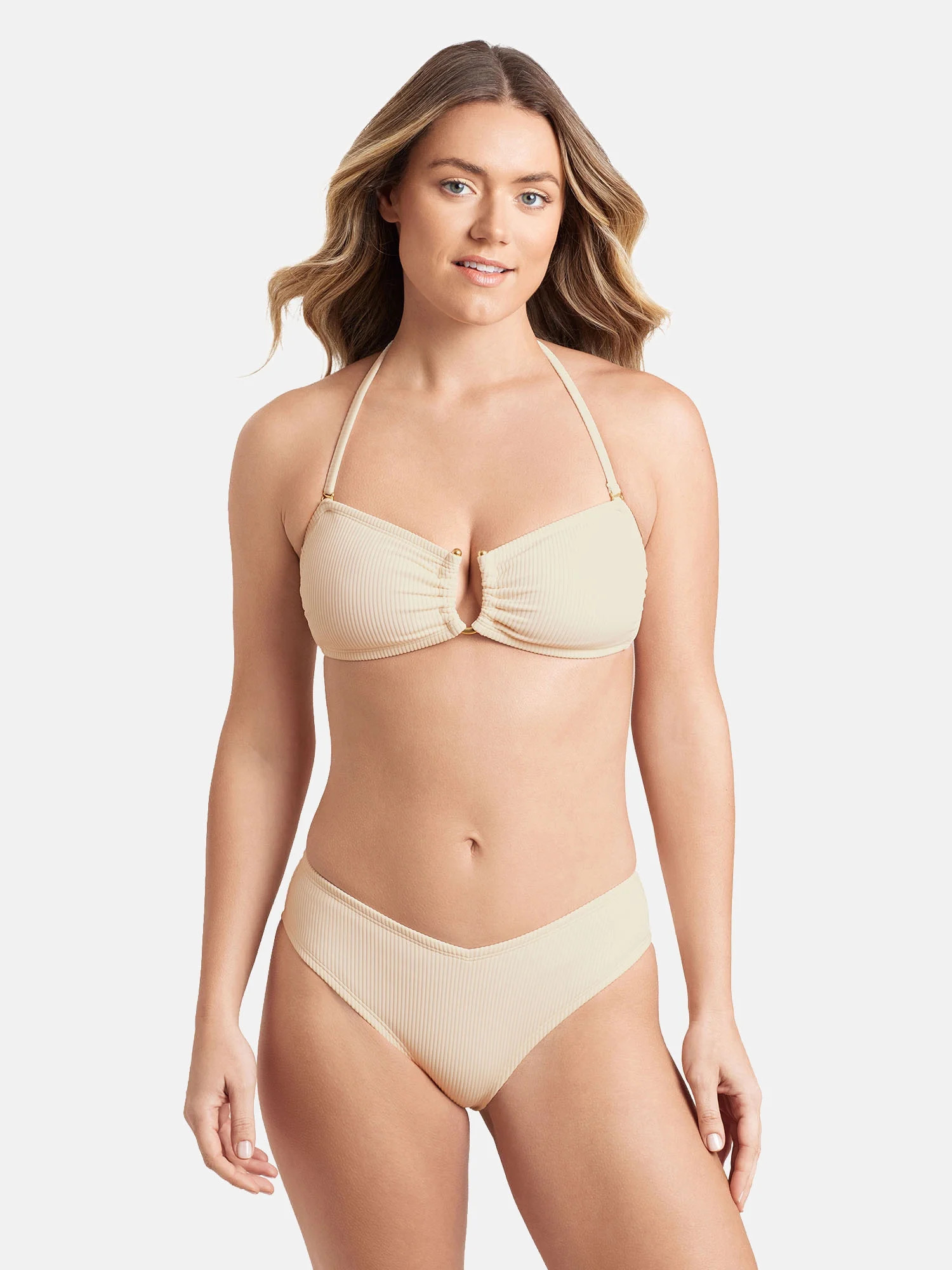 Sofia by Sofia Vergara Women's and Women's Plus RIB U-Ring Front Bandeau Bikini Tops | Walmart (US)