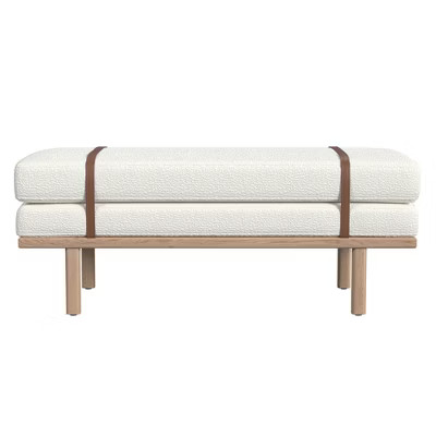 Upholstered Bench Cream Boucle with Base - HomePop | Target