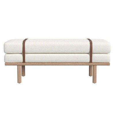 Upholstered Bench Cream Boucle with Base - HomePop | Target