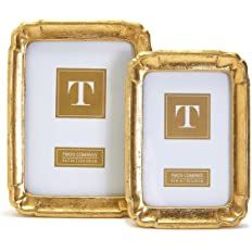 Twos Company Two's Company Bonheur Set of 2 Gold-Leaf Photo Frames Includes 2 Sizes: 4'' x 6'' an... | Amazon (US)