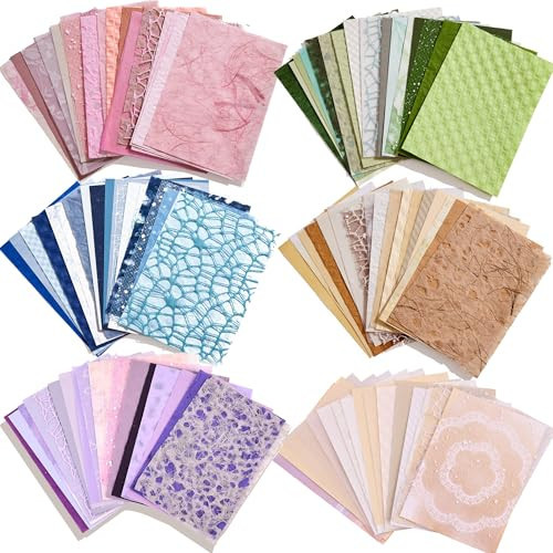 108 Sheets Textured Scrapbook Paper and Mesh Fabric Assorted Set - 6 Pack Mixed Special Paper for Scrapbooking Planner Bullet Junk Journal Supplies Mixed Collage Background 3.9x5.5 Inch | Amazon (US)