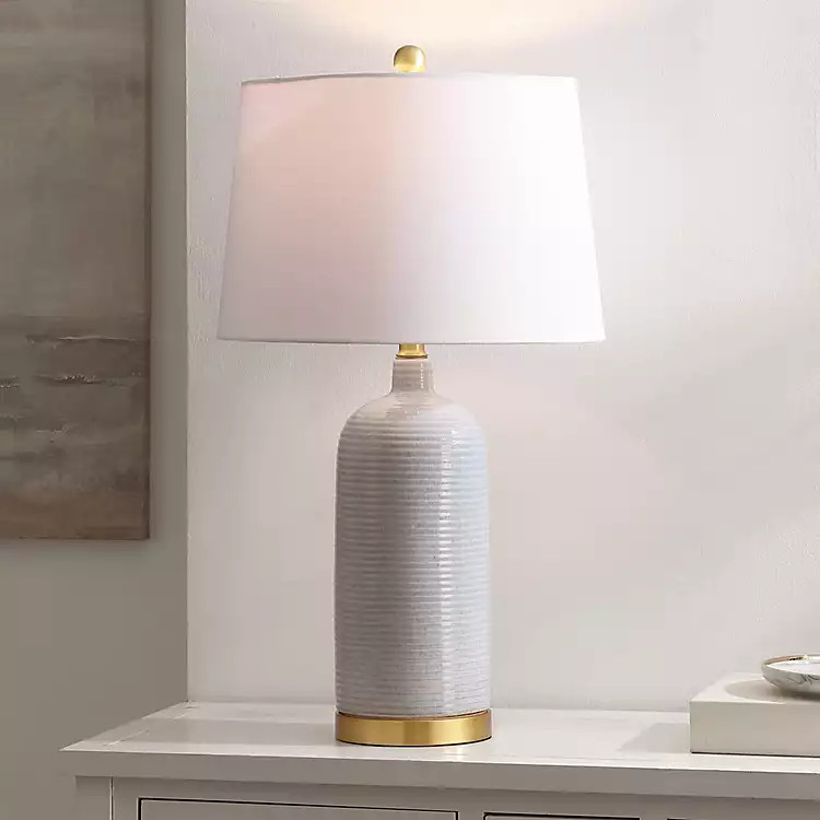 Blue-Gray Striations Ceramic Table Lamp | Kirklands