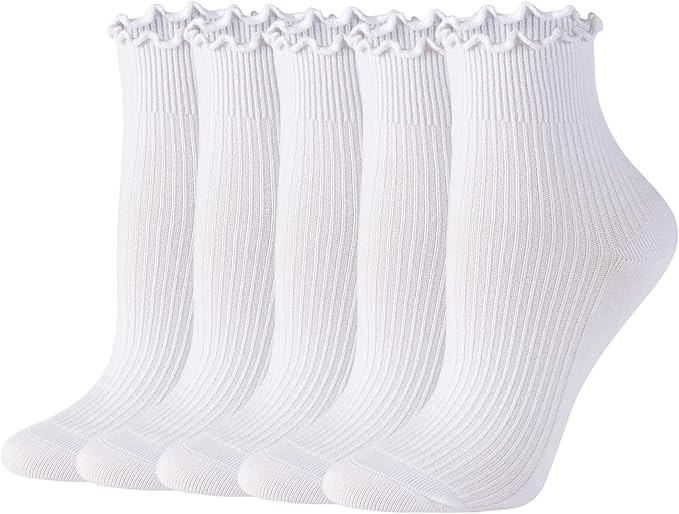 Losa Kute 5/10 Pairs Ruffle Socks Upgraded Super Soft Cotton Socks Gifts for Her Girls | Amazon (US)