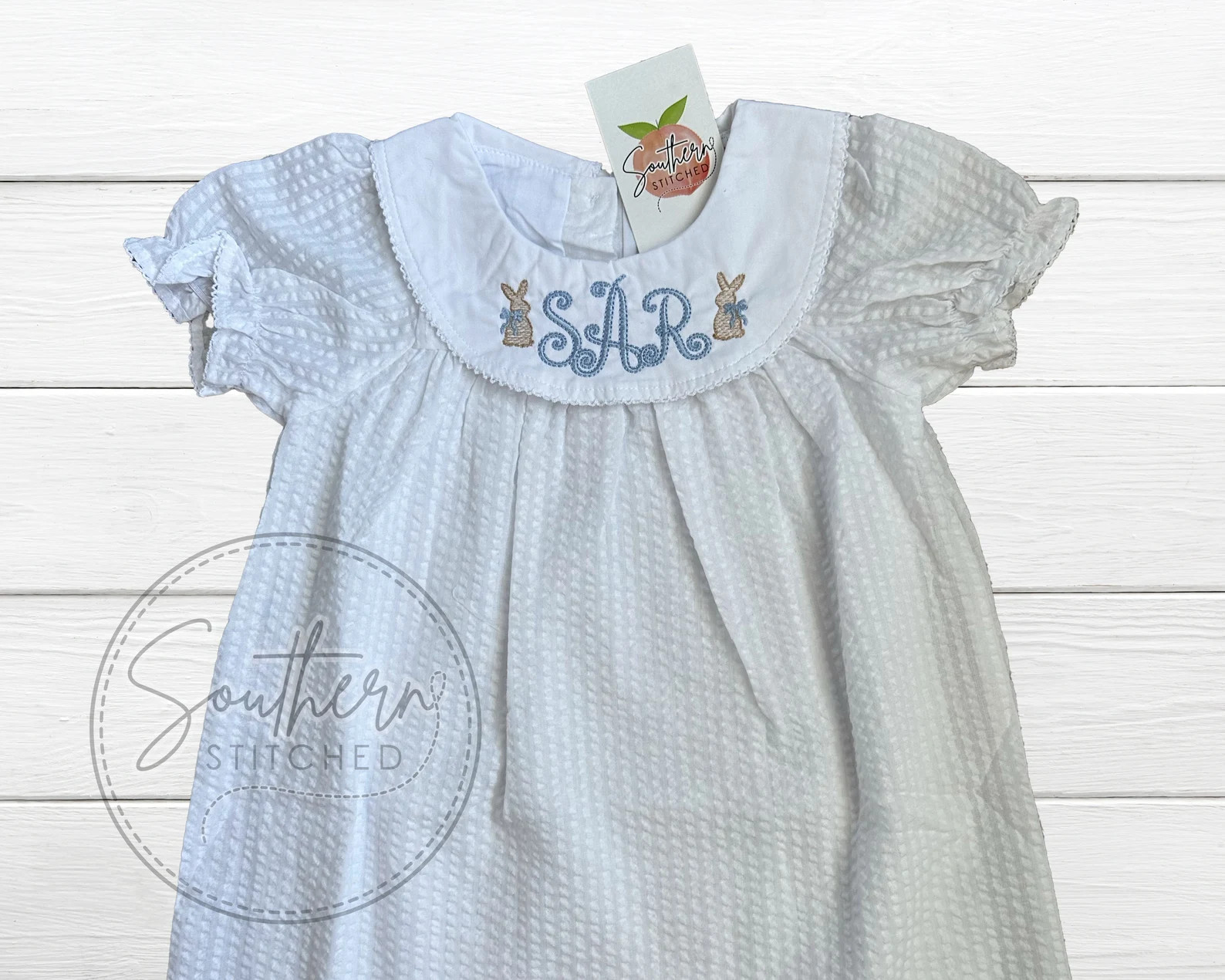 Easter Monogrammed Seersucker Dress - Etsy | Etsy (US)