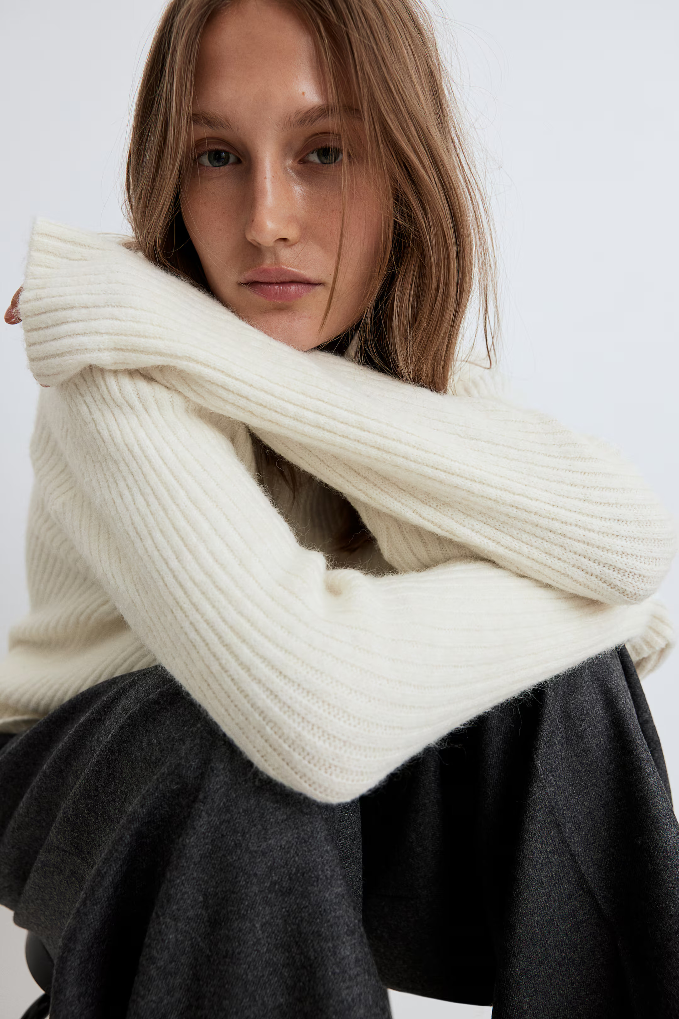 Rib-knit jumper - Cream - Ladies | H&M GB | H&M (UK, MY, IN, SG, PH, TW, HK)