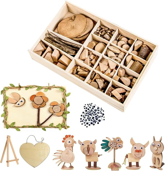 EVDBOBO DIY Wood Chip Craft Kit -Elevate Loose Parts Play Interaction-Enhance Kid Creativity with... | Amazon (US)