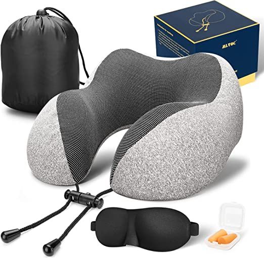 MLVOC Travel Pillow 100% Pure Memory Foam Neck Pillow, Comfortable & Breathable Cover - Machine W... | Amazon (US)