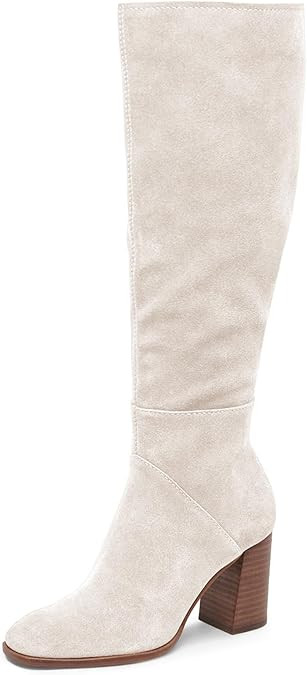 Coutgo Womens Knee High Boots Square Toe Chunky Block Heel Side Zipper Faux Suede Long Boots Fall... | Amazon (US)