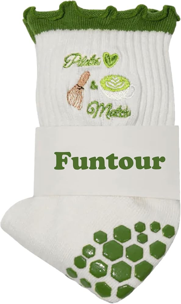 Pilates Grip Yoga Socks For Women Barre Socks Cute Athletic Non Slip Sock Crew For Workout Hospit... | Amazon (US)