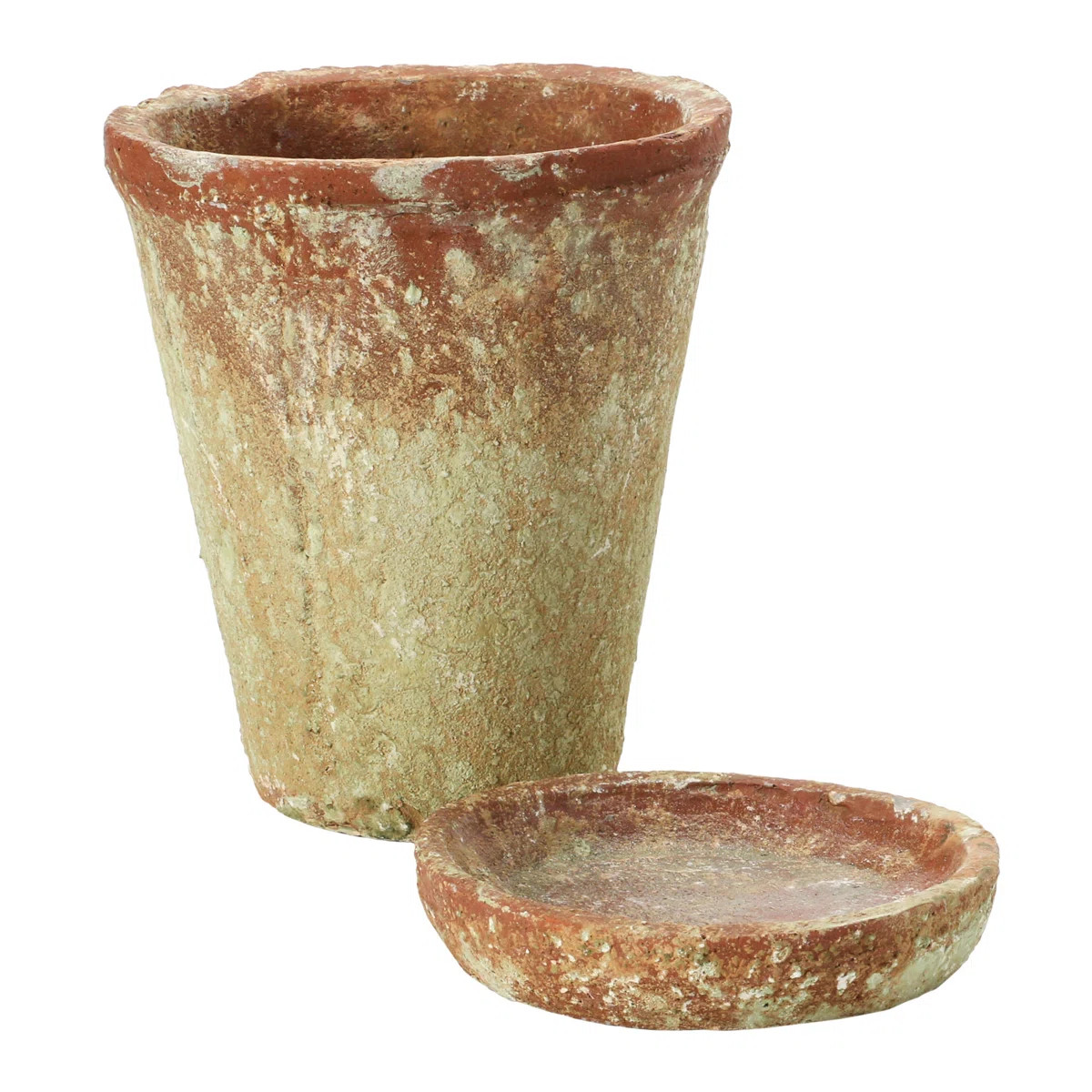 Hillengas Round Cement Planter with Saucer and Distressed Finish | Wayfair North America