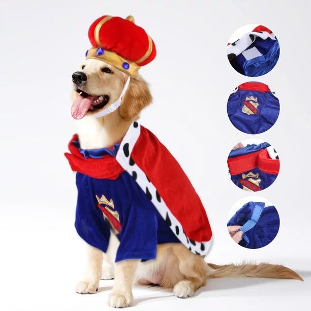 SPRING PARK Pet King Costume King's Crown Pet Costume Accessory Pet Cosplay Prop for Halloween | Walmart (US)