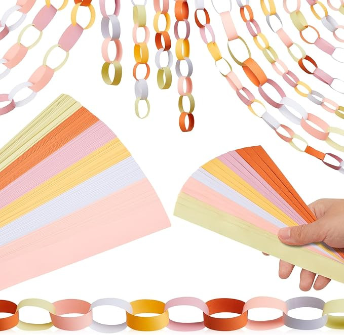 Lincia 600 Sheet Christmas Paper Chain Garland, Construction DIY Crafts Chain Strip for Thanksgiv... | Amazon (US)