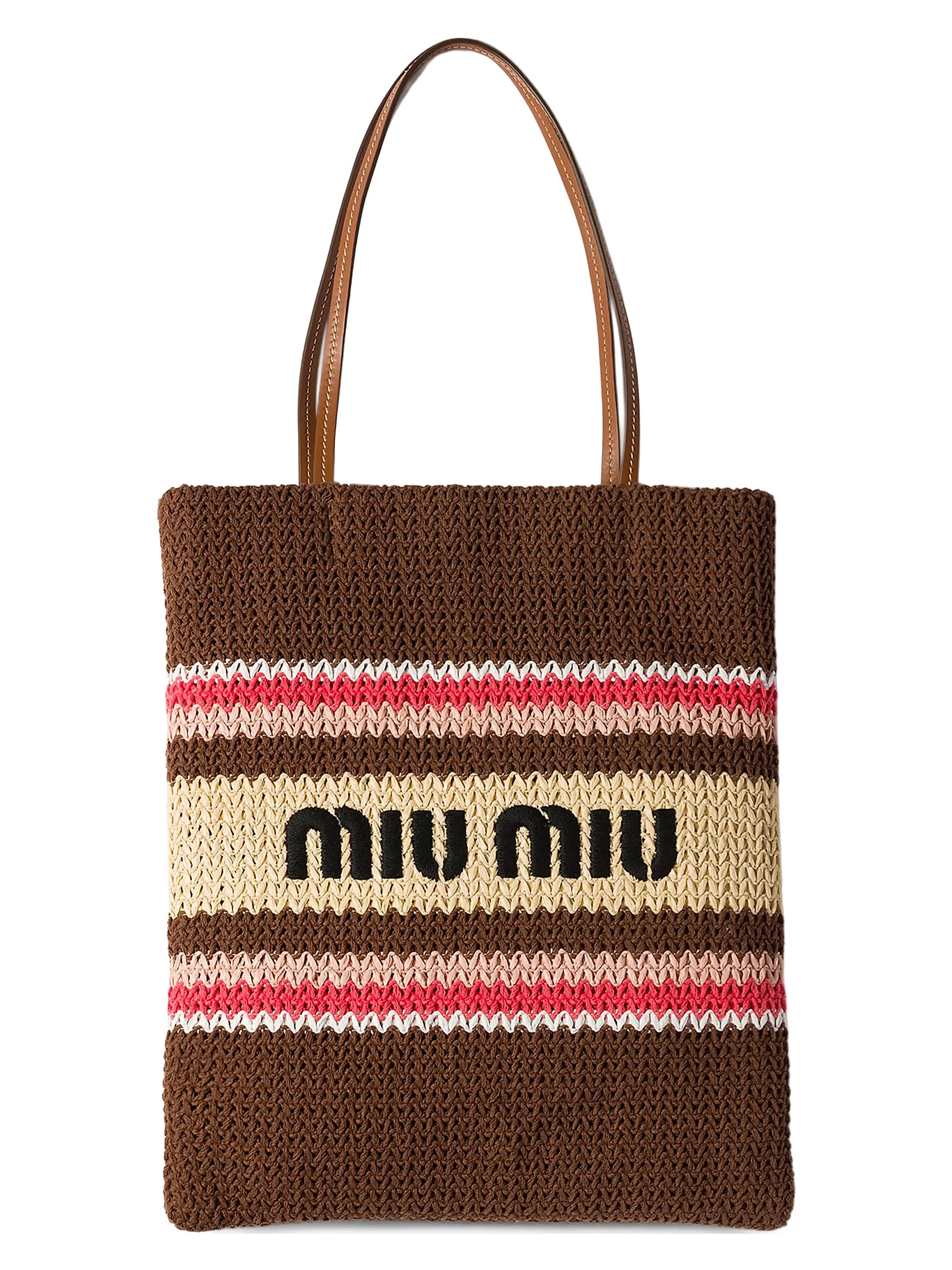 Miu Miu Raffia-Effect Woven Tote Bag | Saks Fifth Avenue | Saks Fifth Avenue