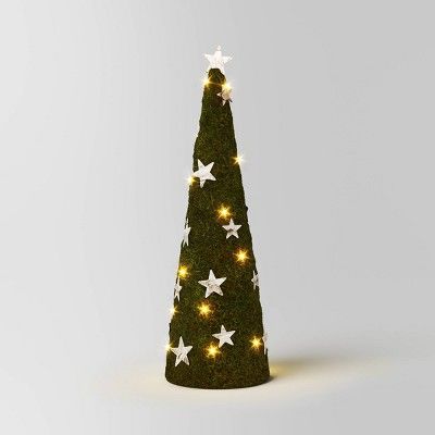 17" Battery Operated Lit Artificial Moss with Stars Christmas Tree Sculpture - Wondershop™ Gree... | Target