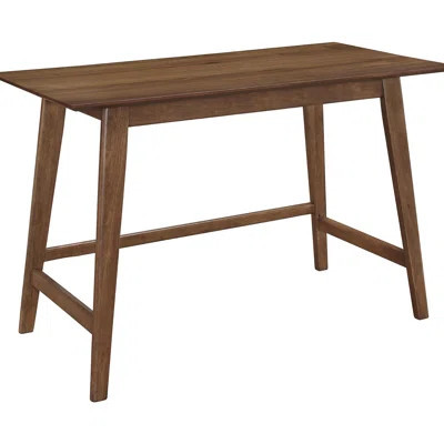 Mid-century Modern Desk In Walnut With Grey Chair Cover Writing And - Elegant Office Decor | Wayfair North America